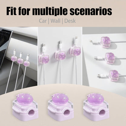 9Pack Magnetic Cable Clips for Nightstand, Adhesive Night-Glowing Cord Holder Organizer for Office Home Desk Wall Car (Star Cat Strawberry)