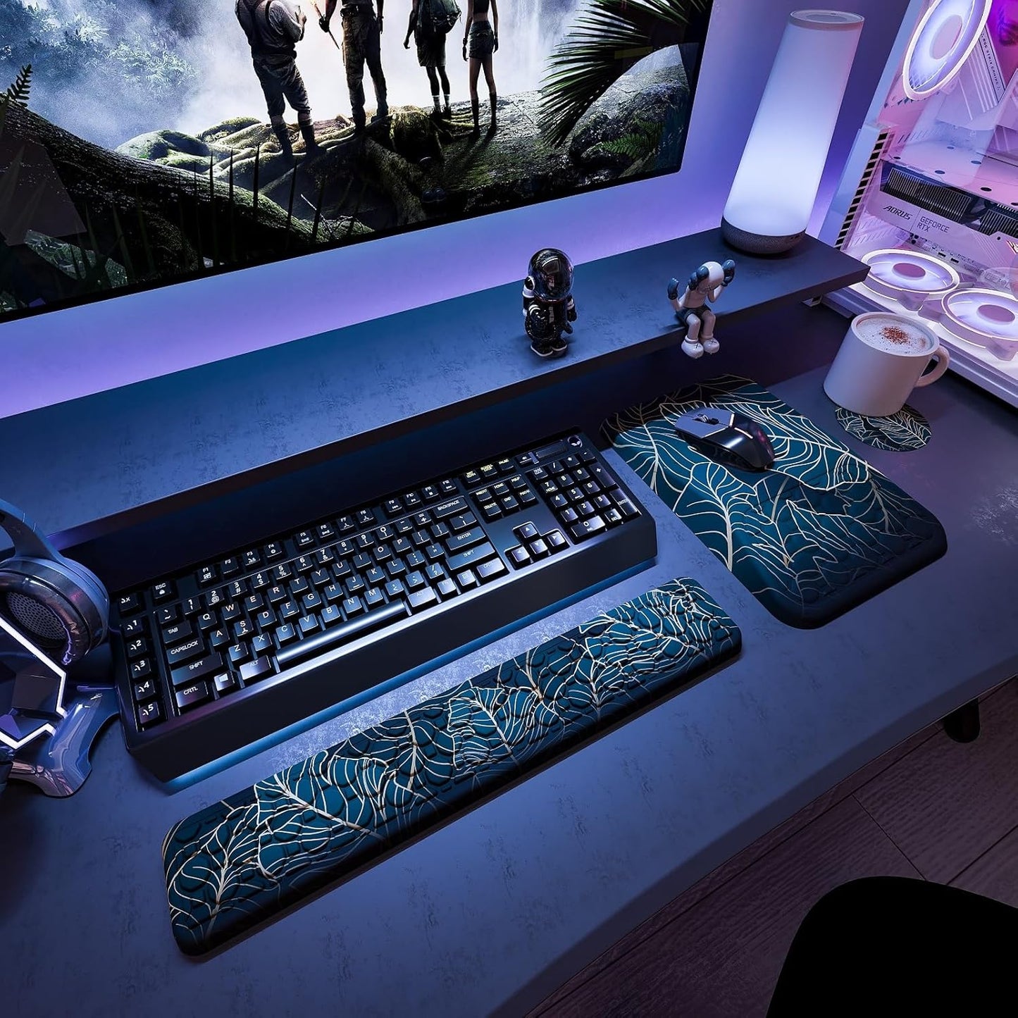 Ospelelf Mouse Pad with Wrist Rest and Keyboard Wrist Rest, Ergonomic Wrist Rest for Computer, Office, Gaming, Pink