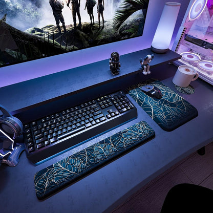Ospelelf Mouse Pad with Wrist Rest and Keyboard Wrist Rest, Ergonomic Wrist Rest for Computer, Office, Gaming, Pink