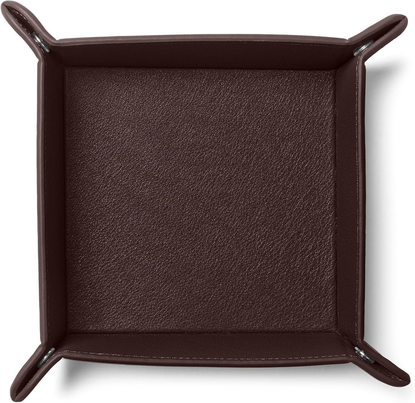 Leatherology Black Onyx Rectangle Valet Tray – Travel-Friendly Catchall Organizer with Snap Corners, Stitched Edge Detail & Gift Box – Desk Tray for Keys, Wallet, Watch & Accessories