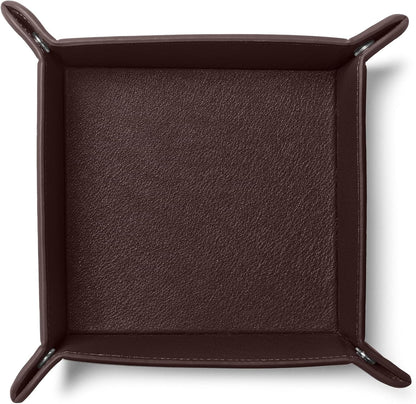 Leatherology Black Onyx Rectangle Valet Tray – Travel-Friendly Catchall Organizer with Snap Corners, Stitched Edge Detail & Gift Box – Desk Tray for Keys, Wallet, Watch & Accessories