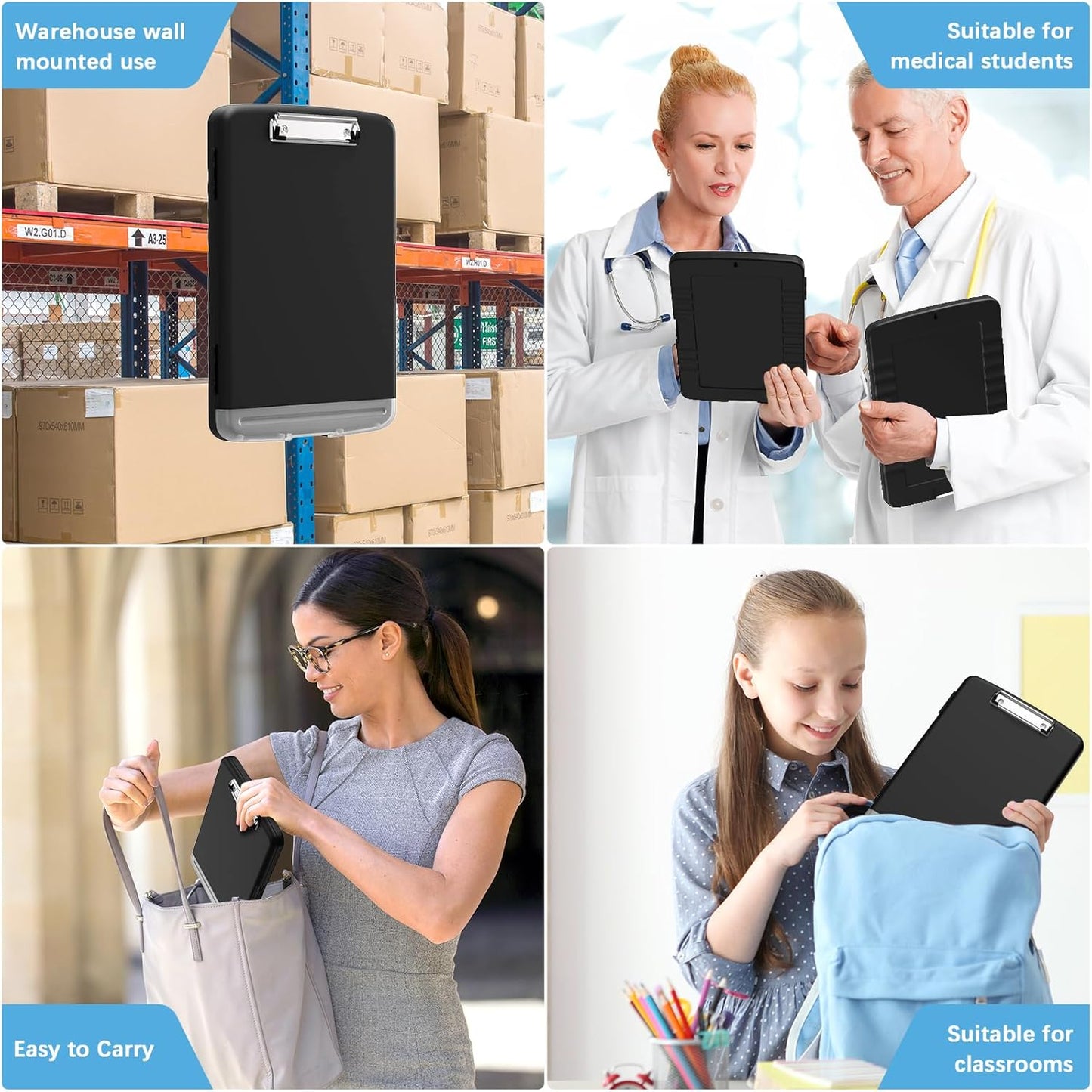 Hongri Clipboard with Storage with Pen Holder, Folder Nursing Clip Board 8.5 x 11 Foilo-Side Opening, High Capacity, Light Weight for Teachers, Classroom. Size 14 x 9.6 x 1.2 in(Pink)