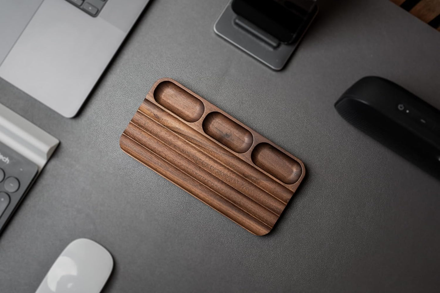 MUUJEE Wooden Desk Tray Organizer - 7.5 x 3.75 for Work Teacher Dad Wood Tray Work Minimalist Rustic