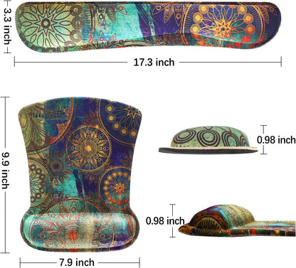 Keyboard Wrist Rest Pad Ergonomic Mouse Pad Set, ToLuLu Gel Mouse Pad Wrist Support for Computer Laptop, Mousepad Keyboard Wrist Support with Memory Foam for Easy Typing Pain Relief, Van Gogh Painting