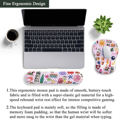 Ghost Book Mousepad with Wrist Rest Halloween Computer Keyboard Mouse Pad Black Cute, Mouse Pad with Wrist Rest for Computer Keyboard, 2 In1 Mousepad with Wrist Support Easy Typing&Relieve Wrist Pai