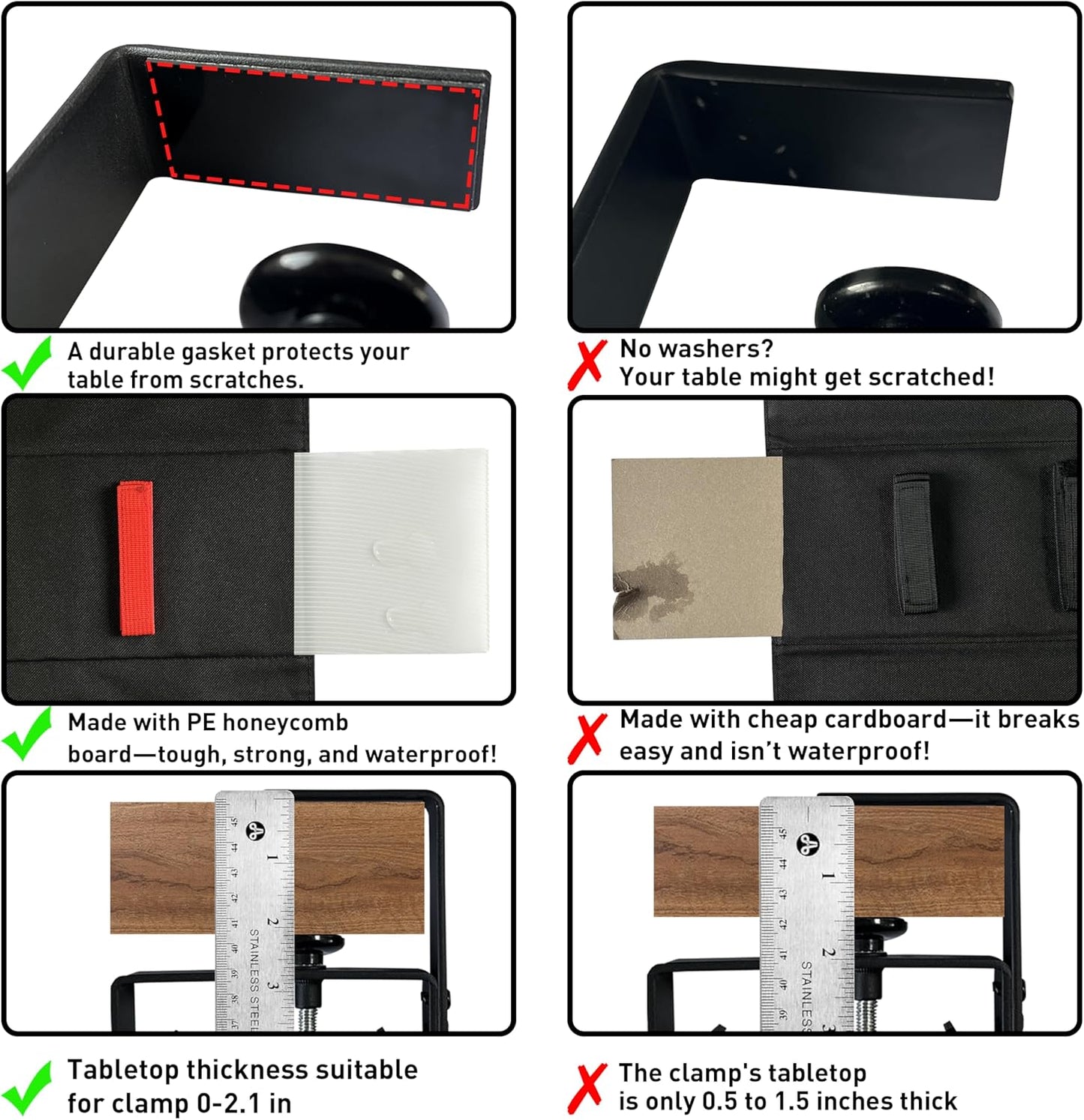 Under Desk Cable Management No Drill – 36" L x 6" W Cord Organizer, Upgraded Silicone Pads (No Scratch), 16 Cable Slots, Washable PE Honeycomb Base, Fits Desks 0–2.1" Thick, Black