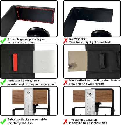 Under Desk Cable Management No Drill – 36" L x 6" W Cord Organizer, Upgraded Silicone Pads (No Scratch), 16 Cable Slots, Washable PE Honeycomb Base, Fits Desks 0–2.1" Thick, Black