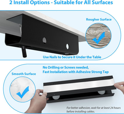 ZhiYo 2 Pack Large Capacity Cable Management Tray, Under Desk Cable Tray 31.5in(2X L15.7in), PVC Standing Desk Cord Management Ideas, Cable Organizer for Office and Home - White