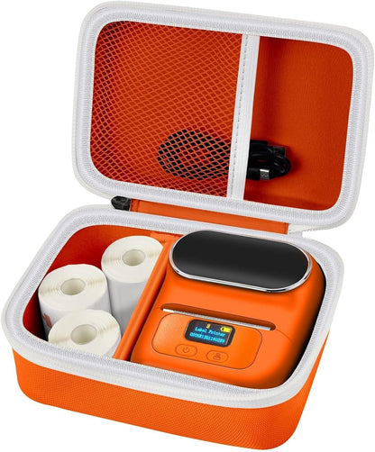 Boobowl Case Compatible with Phomemo M110 Label Maker - Portable Mini Bluetooth Thermal Label Maker Carrying Storage Bag for Printer Labels, USB Cable and Accessories (Box Only) - Orange