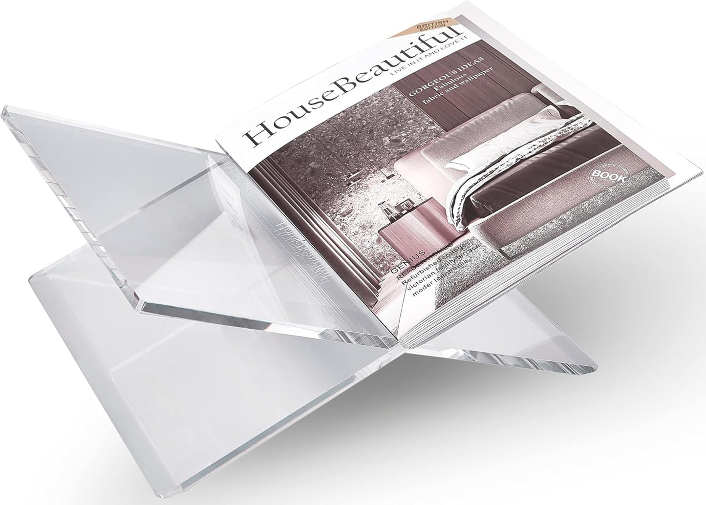 Honygebia Gold Acrylic Book Stands - Cross Frame Acrylic Book Holder, Open Bookstand for Display and Reading, Suitable for Art, Bible, Cookbook, Easel, Magazine, Textbooks 12.5" x 9.5" x 5.5"