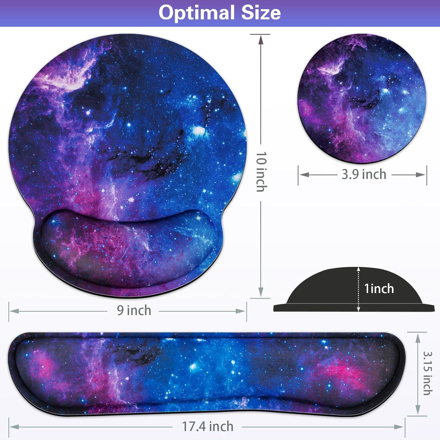 Mouse Pad with Wrist Rest Set, Qomolama 3-in-1 Wrist Support Mouse Pad Set, Floral Gaming Mousepad with Anti-Skid Base,Ergonomic Mouse Pad,Memory Foam Keyboard Gel Wrists Rest