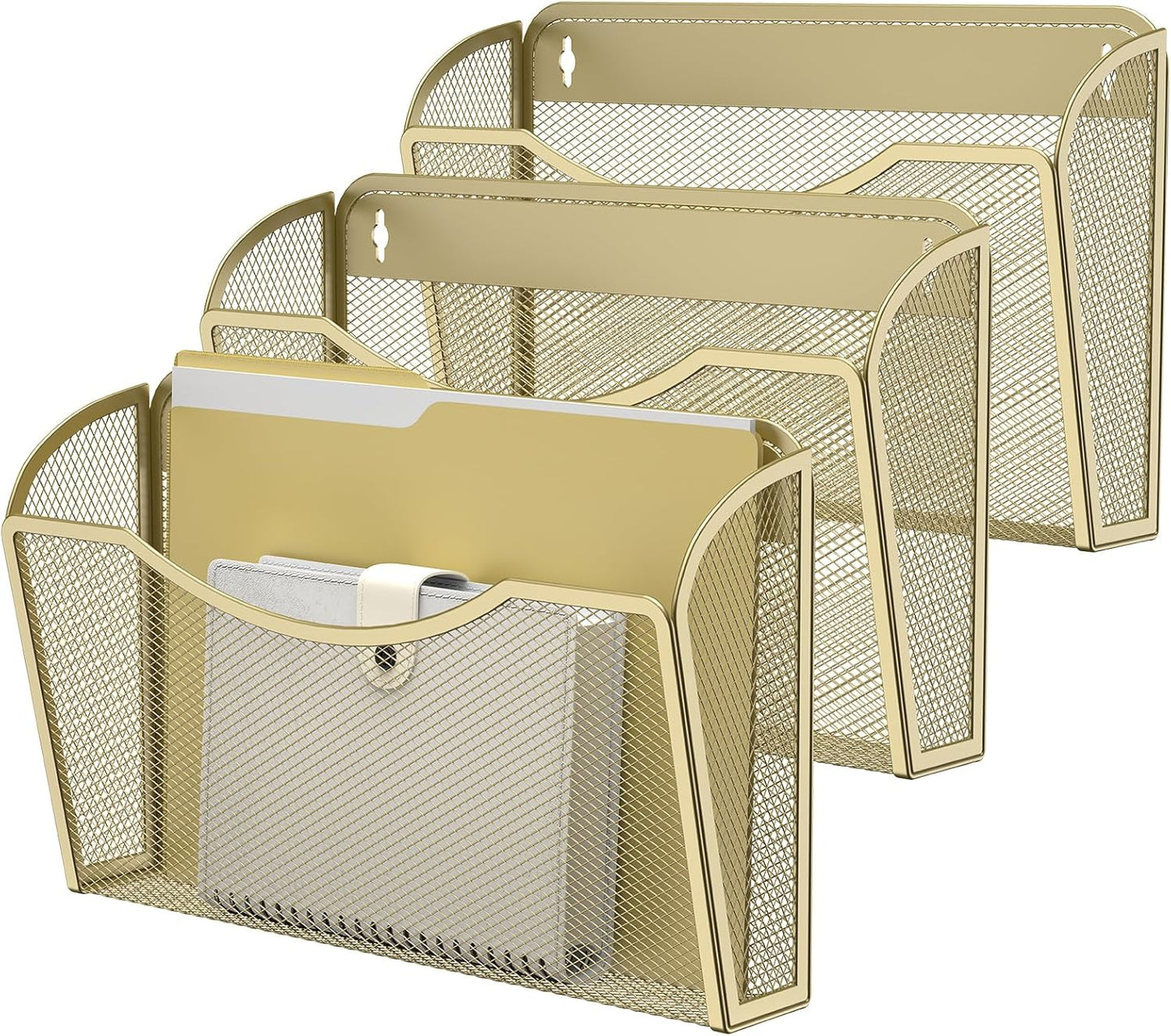 MINDEPOT Wall File Organizer,Hanging Wall Mounted File Folder Binder Holder Mail Organizer for Office,Home and School Supplies