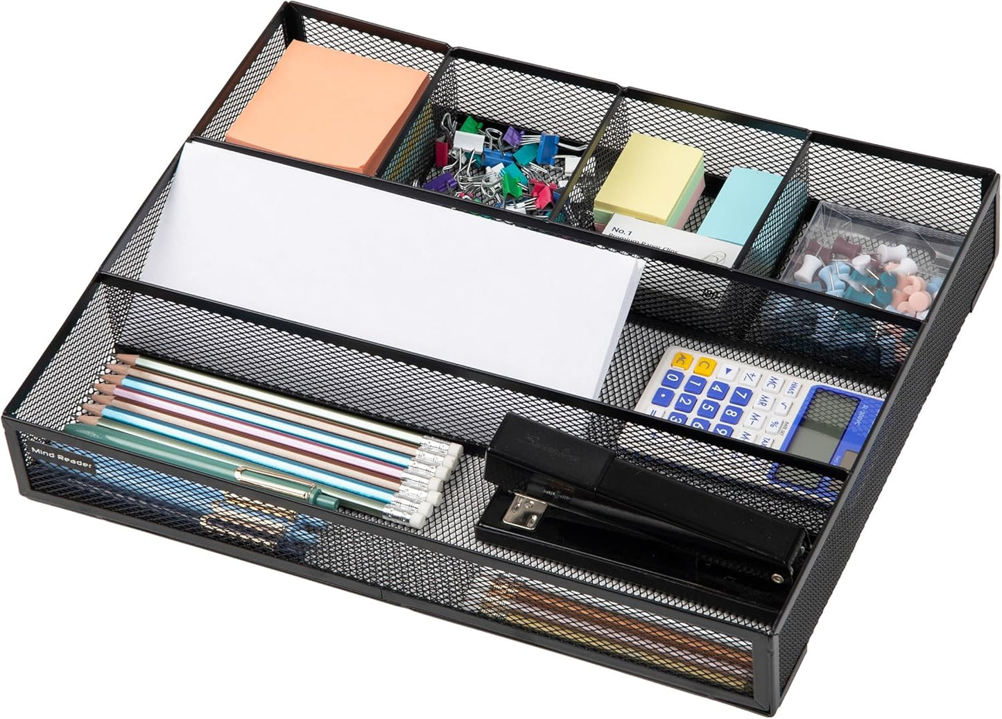 Mind Reader Expandable Mesh Desk Drawer Organizer, Adjustable from 9.25" to 17.125", Office Supply Storage Tray, Makeup Organizer, Black