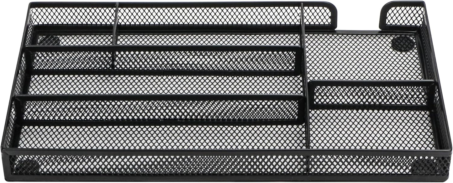 Annova Desk Drawer Organizer Tray for Office Organization - Metal Mesh - Storage Tray with Dividers for Pens, Desktop Accessories, Bathroom, Kitchen, Makeup and Office Supplies (Small, Gold)