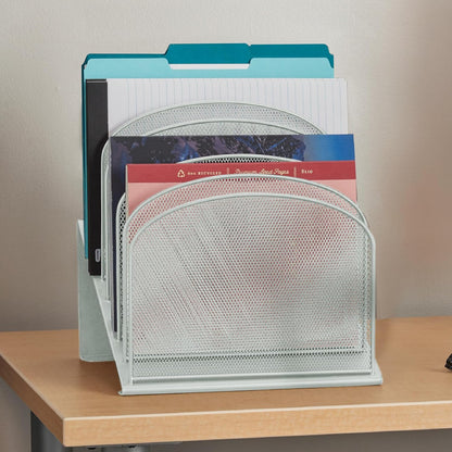 Safco Onyx Desk Organizer, 8 Tiered Vertical Compartments, Office and Classroom Mailbox , Paper and Mail Sorter, Steel Mesh, Black