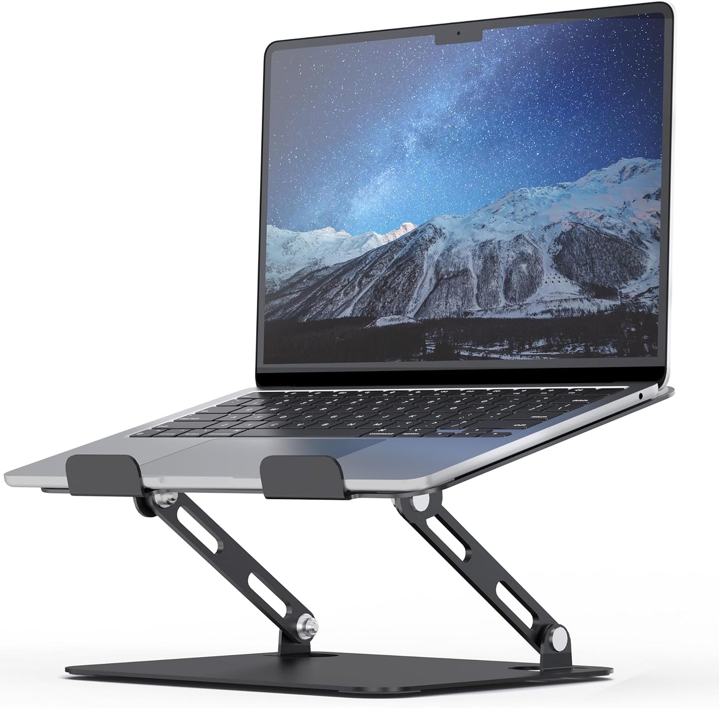 SOUNDANCE Laptop Stand for Desk with Stable Heavy Base, Adjustable Height Multi-Angle, Ergonomic Metal Riser Holder, Foldable Mount Elevator, Compatible with 10 to 15.6 Inches PC Computer, Silver