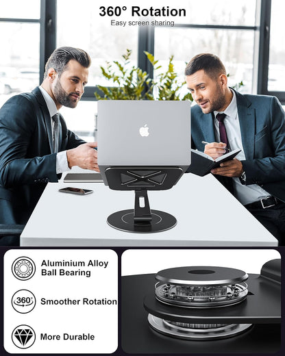 LOXP Adjustable Laptop Stand for Desk, Metal Foldable Laptop Riser, Ventilated Cooling Lectern, Ergonominc Computer Notebook Stand for Desk Compatible with 10-15.6“ Laptops