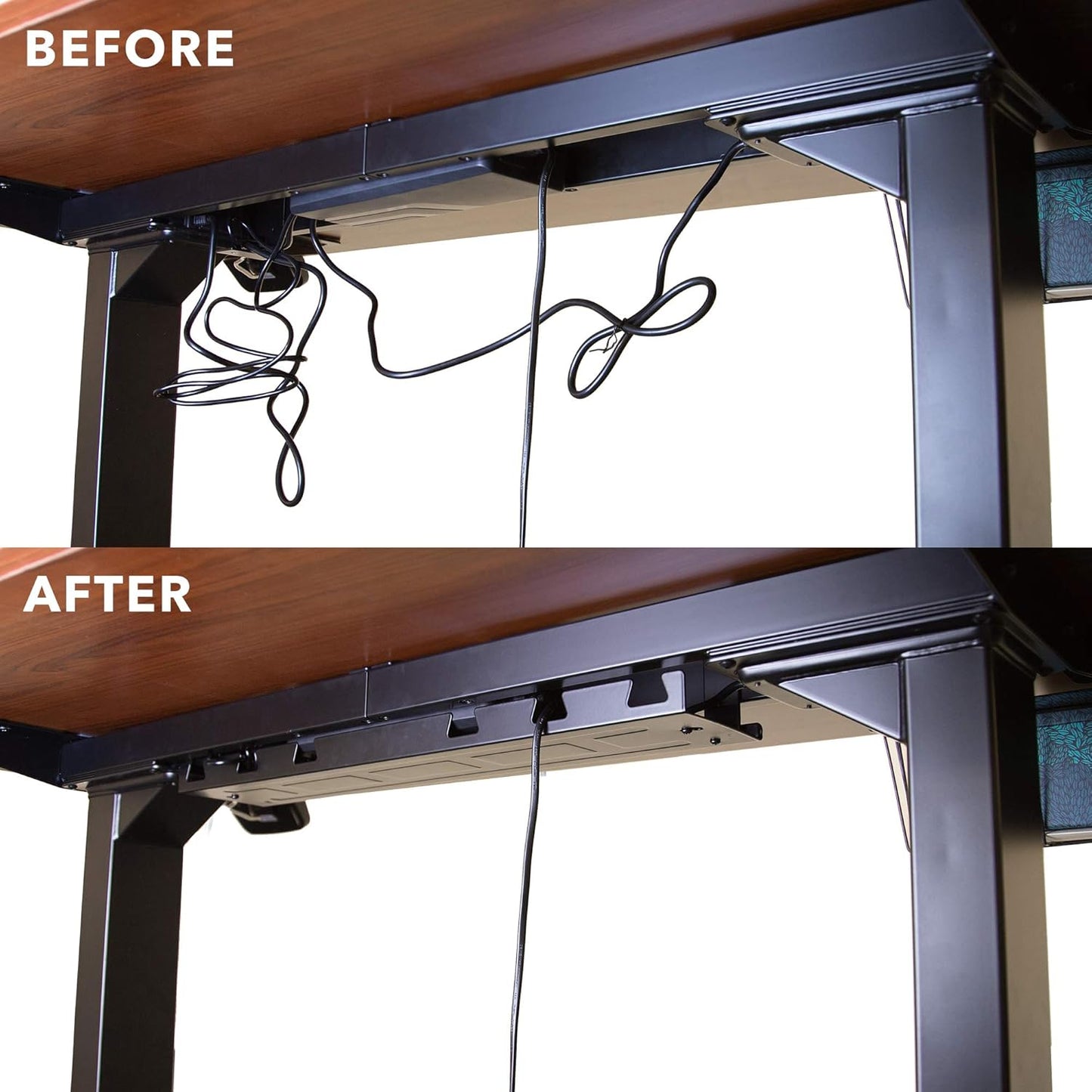 Mount-It! Premium Under Desk Cable Management Tray – 23" Heavy-Duty Steel Cable Tray & Cord Basket for Standing Desk & Home Office, Secure Crossbar or Screw Mount Wire Organizer (Black)