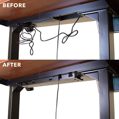 Mount-It! Premium Under Desk Cable Management Tray – 23" Heavy-Duty Steel Cable Tray & Cord Basket for Standing Desk & Home Office, Secure Crossbar or Screw Mount Wire Organizer (Black)