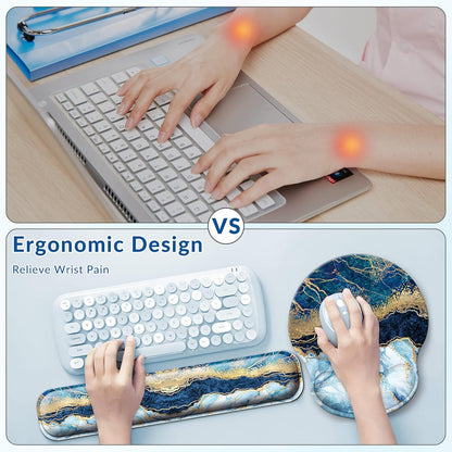 Desk Mat Set + Keyboard and Mouse Pad with Wrist Rest Support,4-in-1 Large Mousepad Computer Mats for Desktop Home & Office-Purple Butterflies