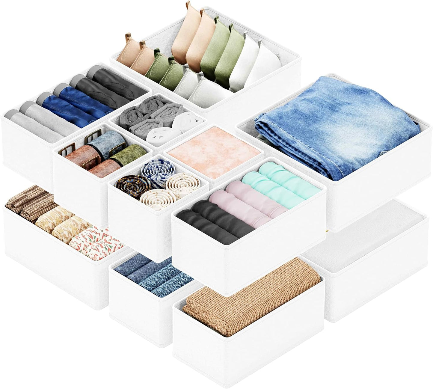 SpaceAid Drawer Organizer for Clothes, 18 Pack Dresser Drawer Organizer Bins, Closet Organizers and Storage Dividers for Clothing, Underwears, Socks (Beige)