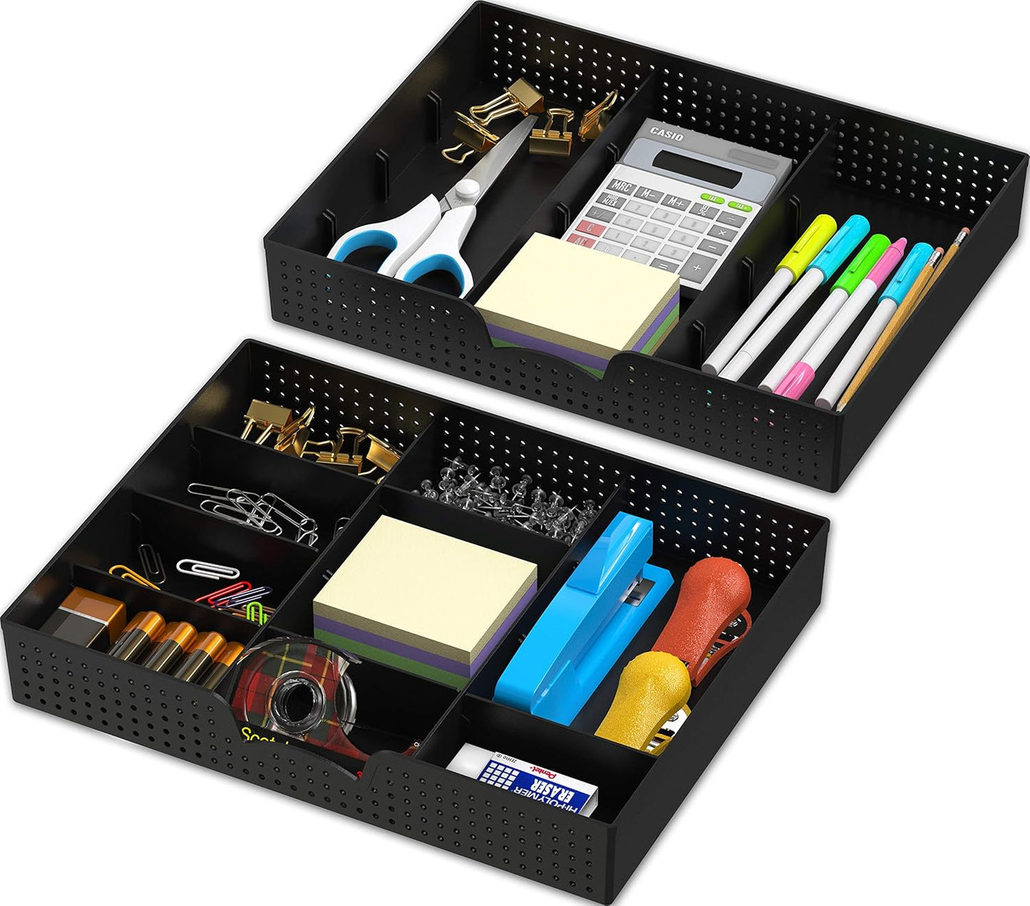 Simple Houseware Drawer Organizer Tray with 9 Adjustable Compartments, Clear