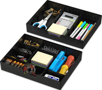 Simple Houseware Drawer Organizer Tray with 9 Adjustable Compartments, Clear