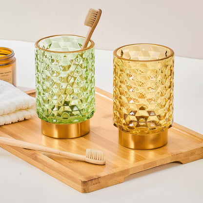 Makeup Brush Holder Organizer,Toothbrush Holders,Desk Pen Pencil Holder,Multifunctional Vintage Glass Brush Cup（A46-6-US）