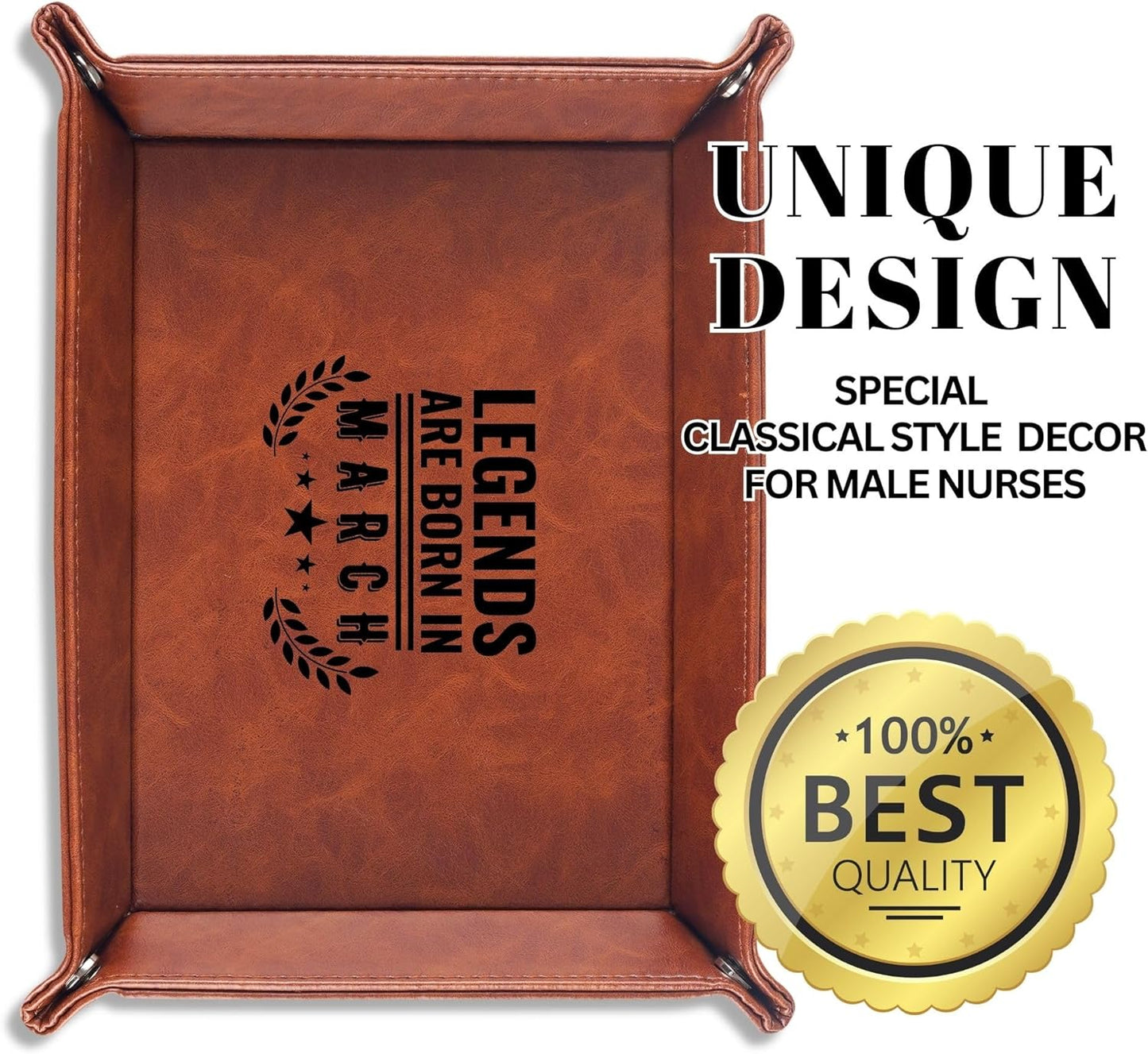 INNObeta Birthday Gifts for Men, Happy Birthday Valet Tray for Him, Male, Boyfriend, Son, Husband, Dad, Desktop Organizer PU Leather Tray - Legends are Born in September