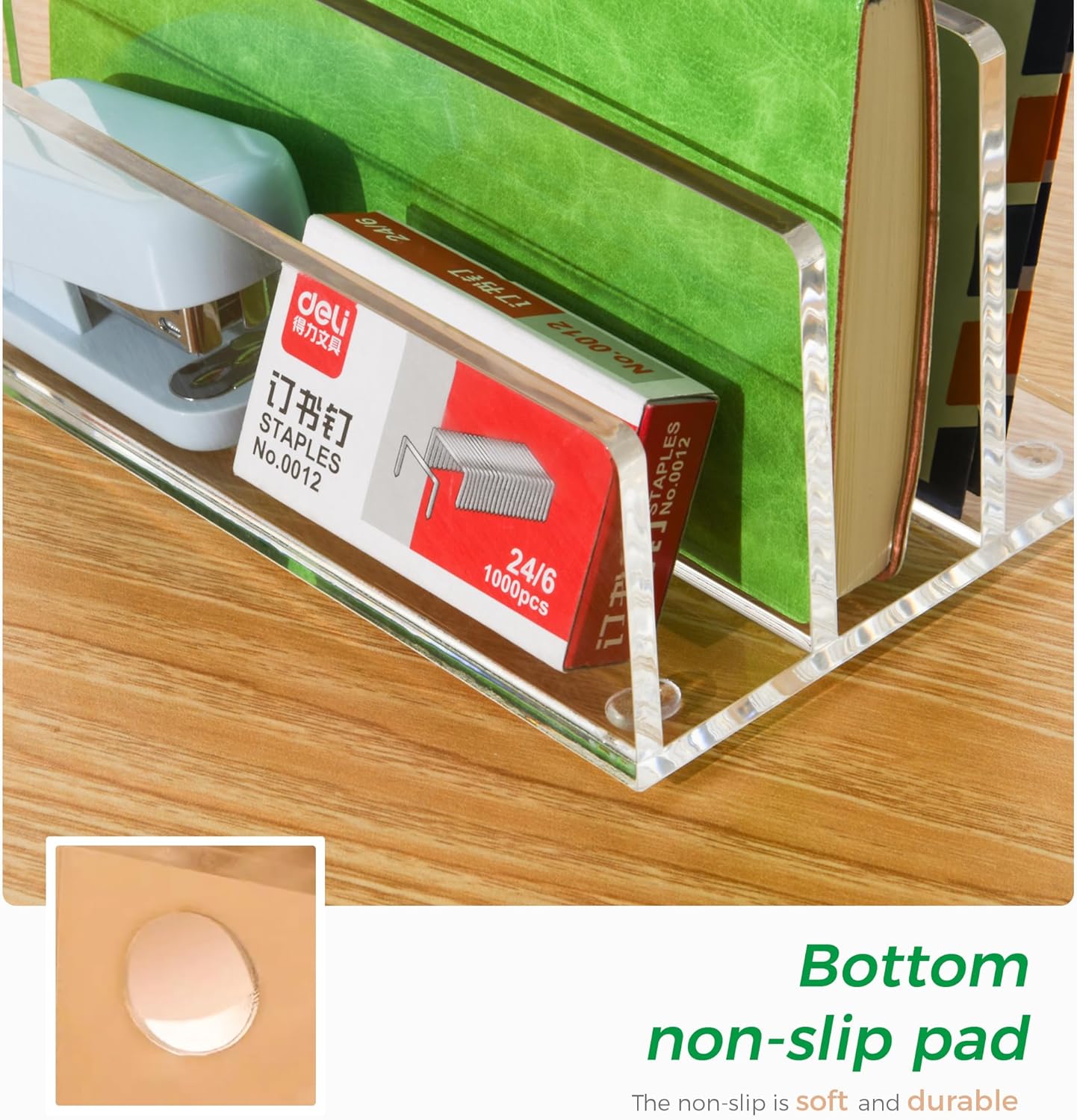 Clear Acrylic Desk Organizer – 3 Compartment Mail Holder & Letter Sorter for Office, Bills, Documents, Notebooks, Letter Tray – Modern Vertical File Rack for Home, Desk File Holder