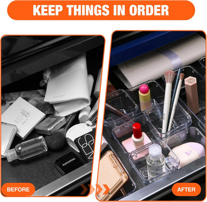ValueMax 9 PCS Clear Plastic Drawer Organizers Set with Non-Slip Pads, 3 Sizes Desk Drawer Organizer for Vanity, Kitchen, Bathroom and Office