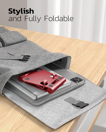Nulaxy Dual Folding Cell Phone Stand, Fully Adjustable Foldable Desktop Phone Holder Cradle Dock Compatible with iPhone 17 16 15 14 13 12 11 Pro Max Xs Xr X 8, Nintendo Switch, All Phones
