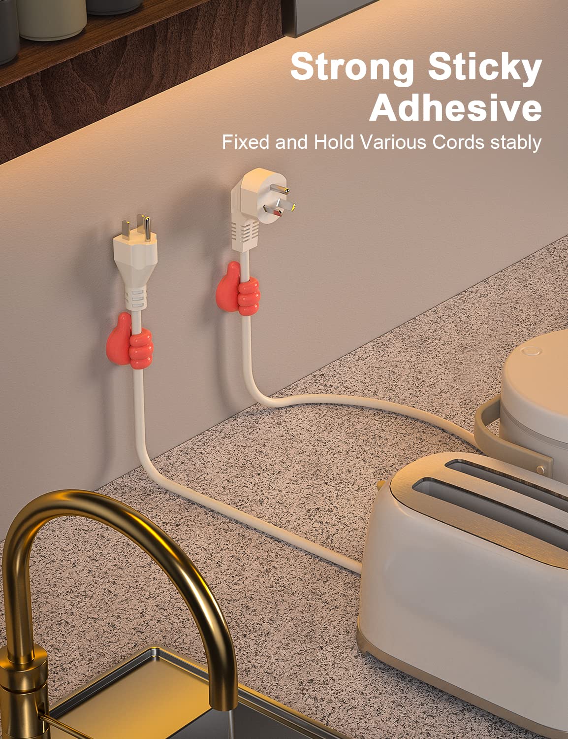 iToleeve 12 Pack Funny Thumb Cable Clips, Cord Holder Organizer & Keeper for Desk, Adhesive Phone Charger Cable Management for Nightstand, Office, Home, Car