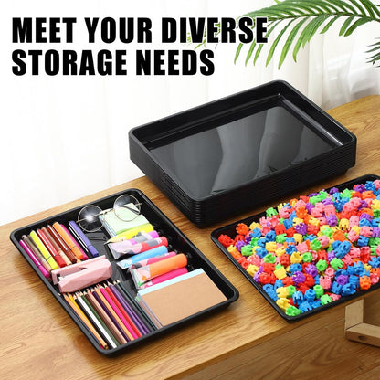 Hoteam 10 Pcs Flat Storage Organizer Tray Bin Paper Tray for Classroom Plastic Stackable File Organizer for School Office Teacher Book Organization(Clear,13.78 x 9.84 x 3.15 Inch)