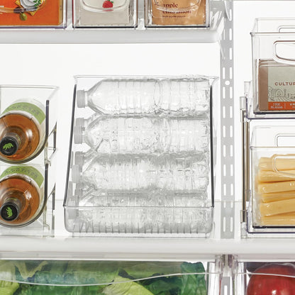 iDesign Plastic Water Bottle Organizer for Fridge, Bottle Holder for Kitchen and Pantry, Clear, 2-Pack