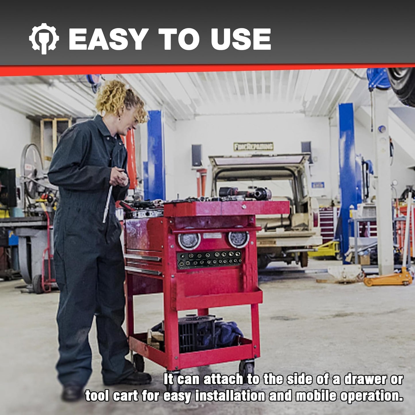 EACELIY 6-Piece Magnetic Socket Organizer Set, 1/2", 1/4" and 3/8" SAE & Metric Deep & Shallow Socket Holder Kit, holds 141 stanard Sockets, attaches to steel box/tool cart (sockets not included)