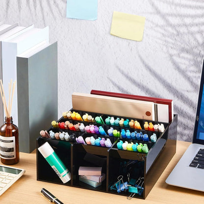 MotiMind Acrylic Pen Organizer Storage for 250 Markers Vertical Marker Organizer Acrylic Pen Display Holder for Office Desk Desktop Stationery Pencil Storage, Clear, 13 x 4 x 12.4 Inch