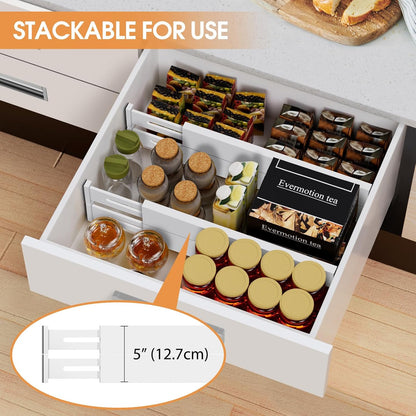 Bamboo Drawer Dividers,17-22" Adjustable Kitchen Drawer Organizer for Clothes,4 Pack Expandable Drawer Organization Separators for Bedroom,Bathroom,Dresser and Office,Natural