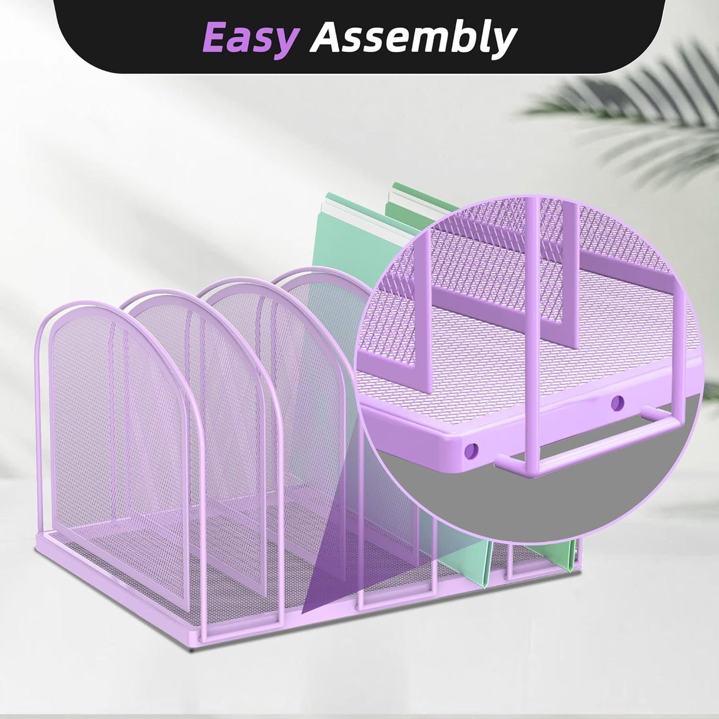 SUPEASY File Organizer for Desk, 5-Section Mesh Desk Organizer, Vertical File Holder Desktop Organizer File Sorter, File Folder Holder for Office Supplies, Black