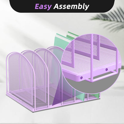 SUPEASY File Organizer for Desk, 5-Section Mesh Desk Organizer, Vertical File Holder Desktop Organizer File Sorter, File Folder Holder for Office Supplies, Black