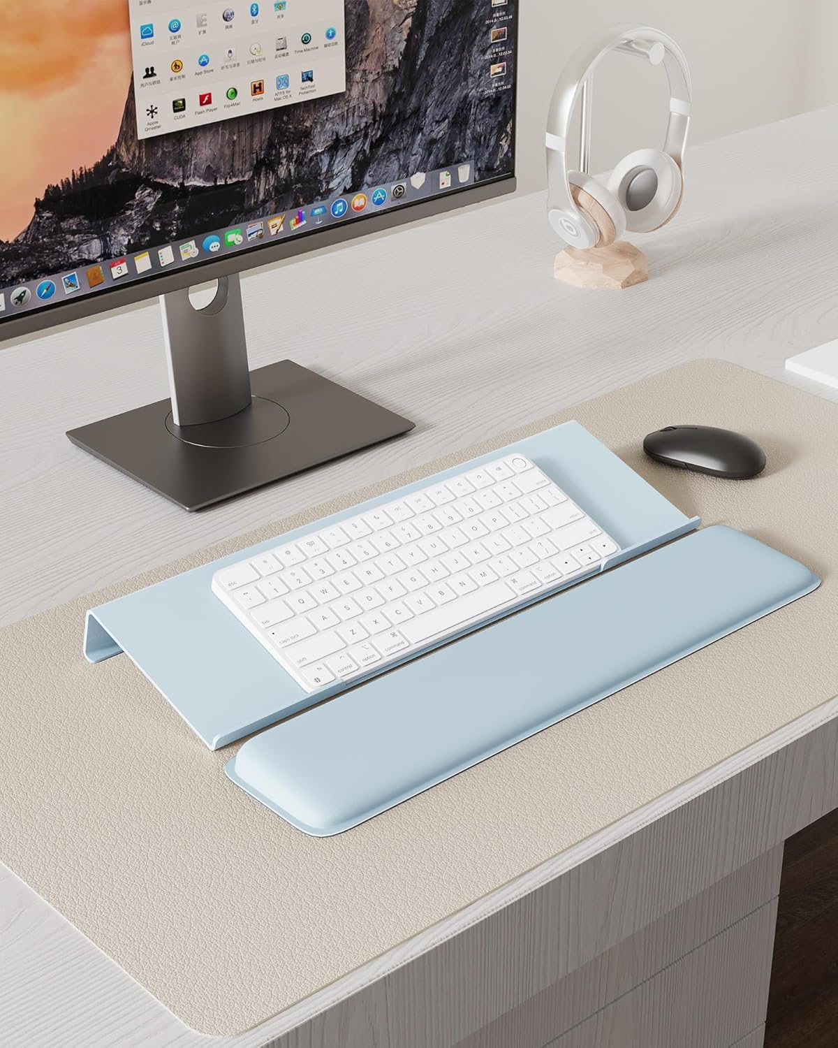 Laborio Computer Keyboard Wrist Rest Stand for Desktop, Keyboard Holder for Easy Typing with Wrist Pad for Office Desk, Home, School (Pink)