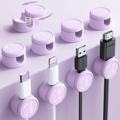 9 Pack Cord Organizer, Chfeila [360°Rotating Twist-Lock] Magnetic Cable Management Clips, Adhesive Phone Charging Keeper Wire Cord Holder for Nightstand/Car/Wall, Office Desk Accessories Decor (Black)