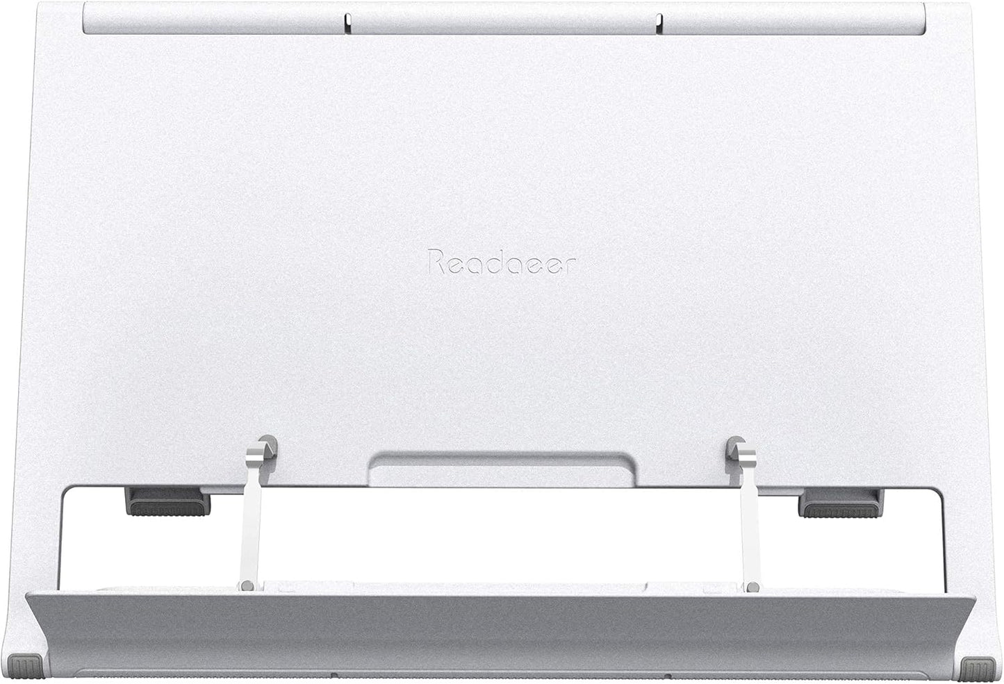 Readaeer Portable Book Stand Free Angle Adjustable Book Holder for Thick Textbook Collapsible Lightweight Book Rest (White)