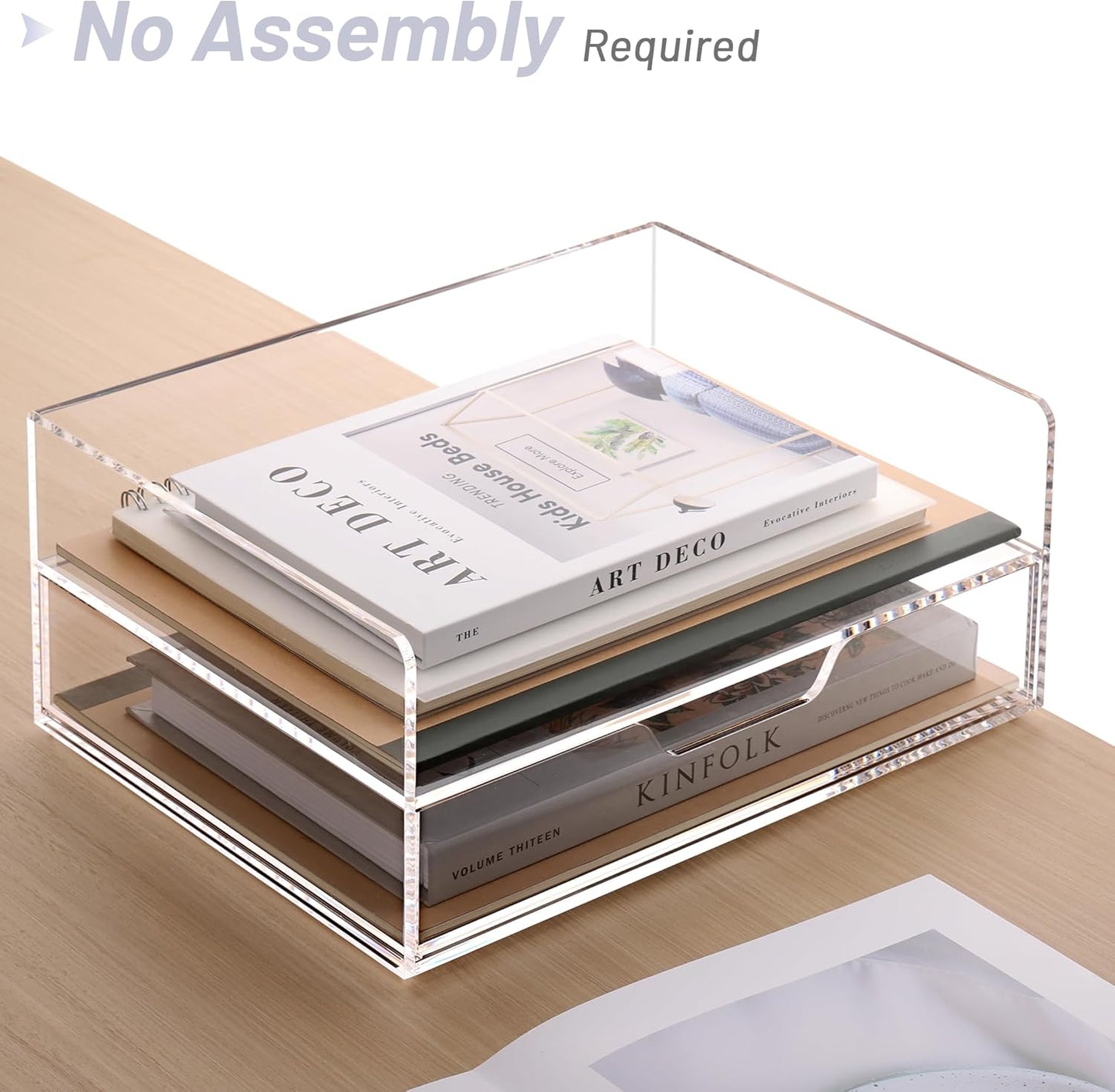SANRUI Paper Organizer for Desk,Acrylic Stackable Letter Tray, Clear Desk Organizer, Paper Sorter for Office,Home or School,2-Pack