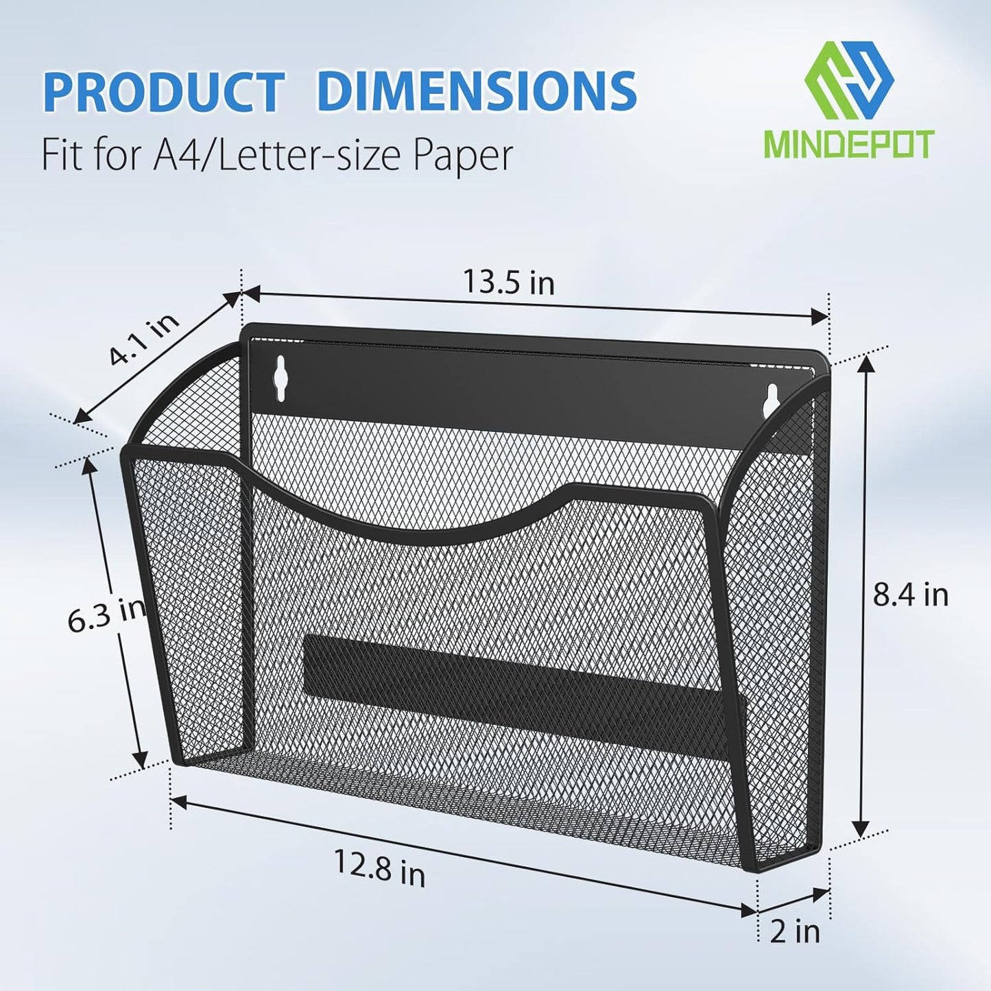 MINDEPOT Wall File Organizer,Hanging Wall Mounted File Folder Binder Holder Mail Organizer for Office,Home and School Supplies