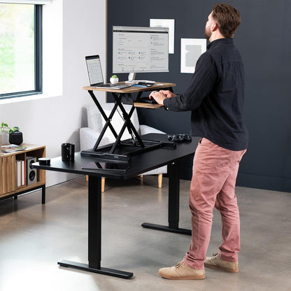 VIVO 26 inch Desk Converter, K Series, Height Adjustable Sit to Stand Riser, Dual Monitor and Laptop Workstation with Keyboard Tray, Black, DESK-V026KB