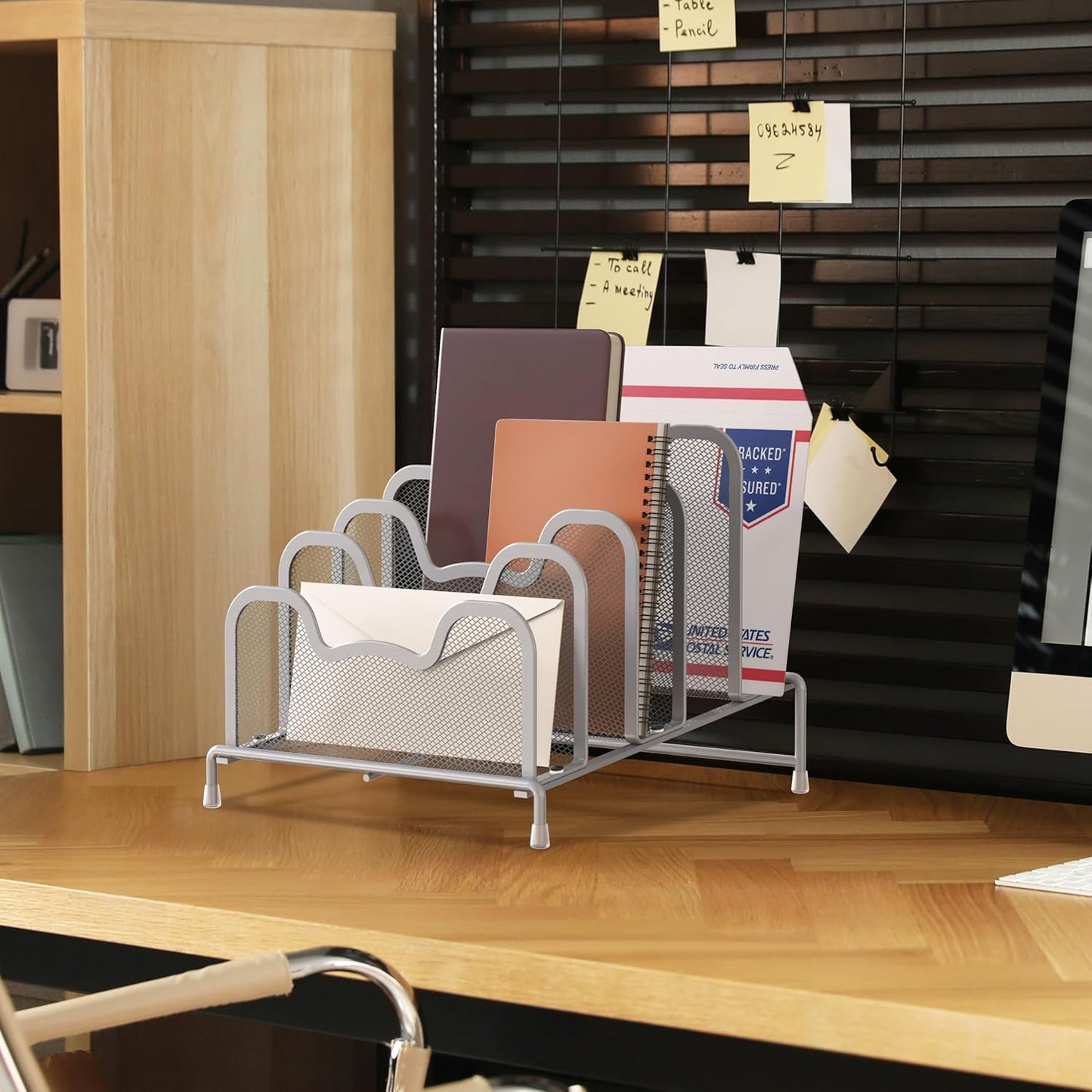 Simple Houseware Desk 5 Sections Step File Sorter Organizer, Black