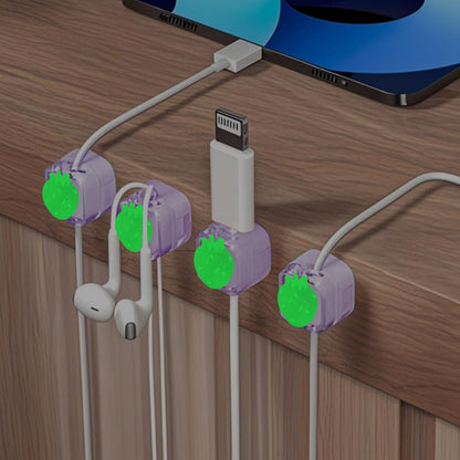 9Pack Magnetic Cable Clips for Nightstand, Adhesive Night-Glowing Cord Holder Organizer for Office Home Desk Wall Car (Star Cat Strawberry)