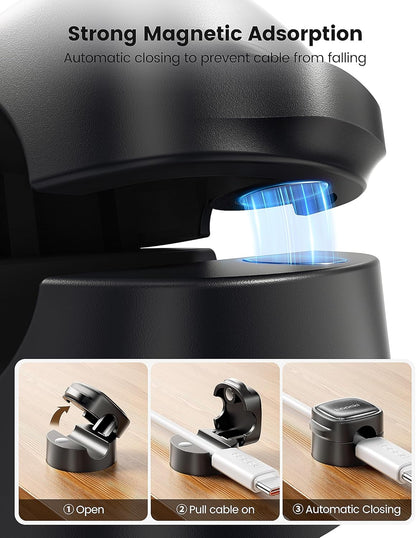 6 Pack Magnetic Cable Clips – Cord Organizer & Holder, Toocki Adhesive Cable Management, Wire Holder for USB Charging Cables, Ideal for Home, Office, Car, Desk, and Nightstand-Purple
