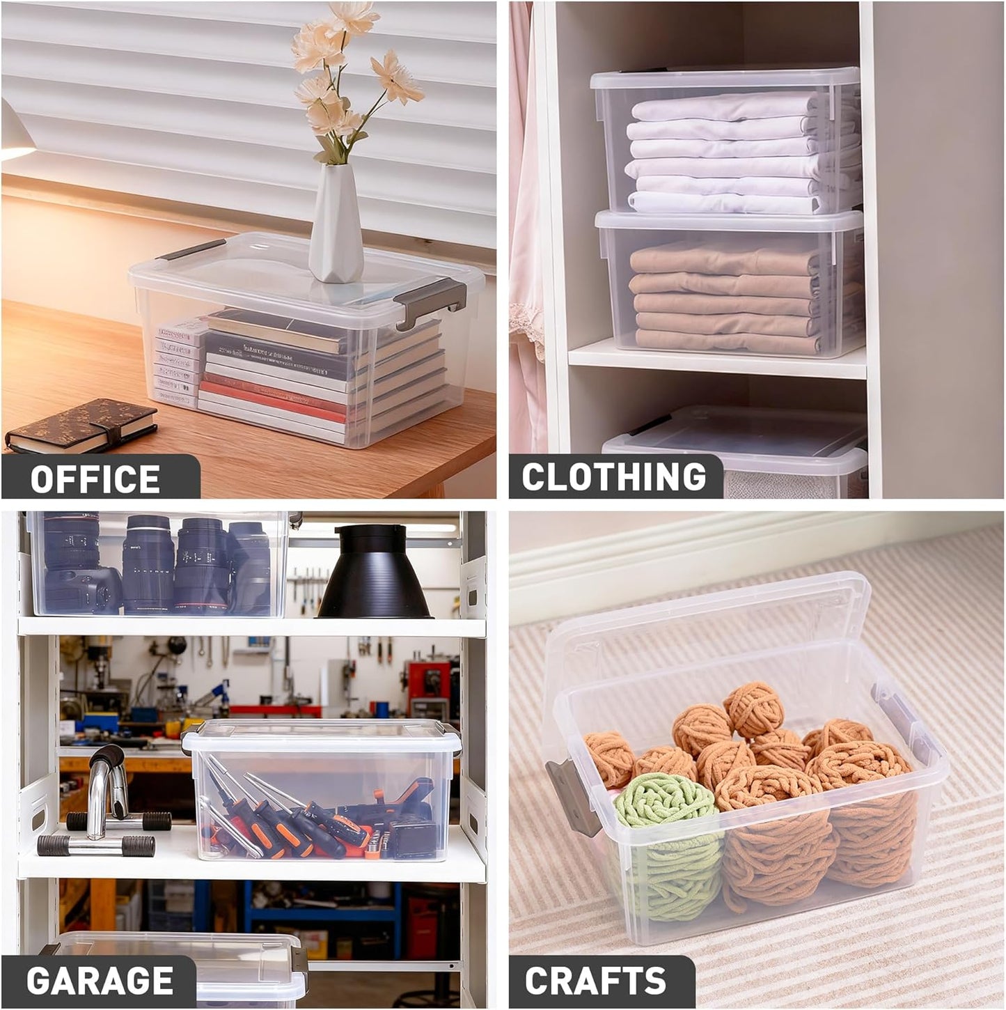Citylife 17 QT Plastic Storage Bins Clear Storage Box with Lids Multipurpose Stackable Storage Containers for Organizing Tool, Craft, Crayon